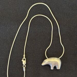 Sterling Silver Bear Pendant & Snake Chain